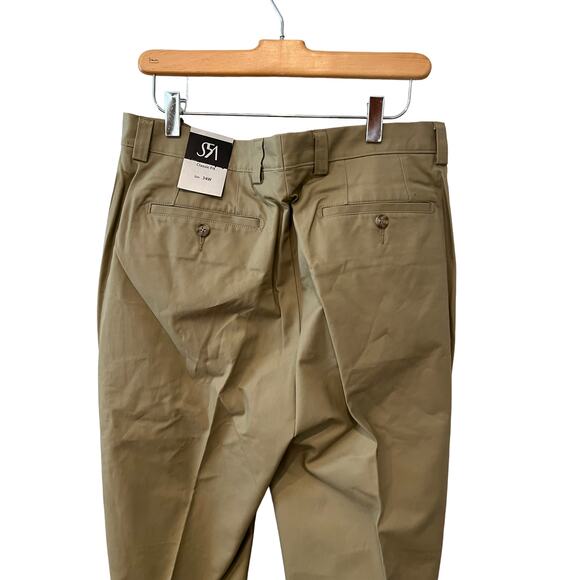Saks Fifth Avenue Classic Fit Chino Khaki Work Pants 34 - Picture 4 of 8
